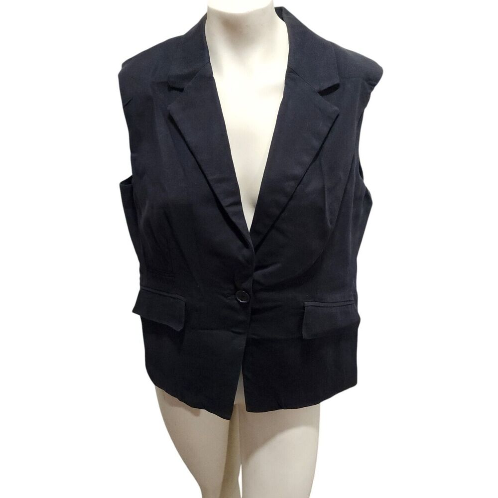 Apostrophe Black Single Button Academia Vintage Schoogirl Dress Vest Corporate